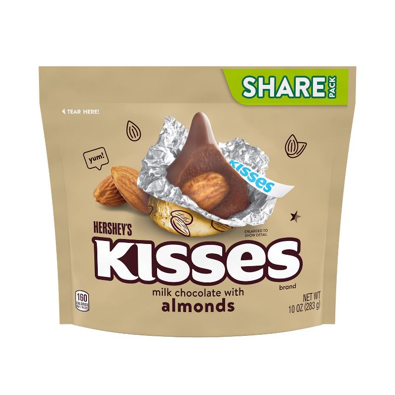 Hershey's Kisses Almond Chocolate Candy - 10oz, 1 of 7