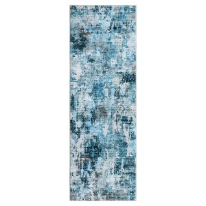 Modern Abstract Runner Rug, Washable Runner Non-Slip Soft Hallway Rug Runner Faux Wool Carpet for Entryway Bedroom Laundry Room, 2'x6', Gray - 1 of 4