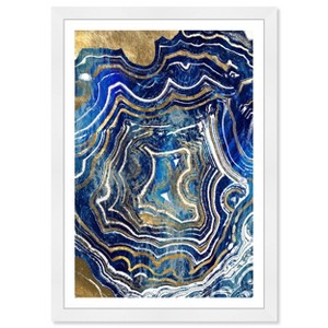 13" x 19" Agate Abstract Framed Wall Art Blue/Gold - Wynwood Studio: Modern Decor, White Frame - 1 of 4