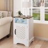 Heynemo LED Nightstand with Charging Station, Bedside Table with Storage Cabinet and Shelf, Rustic End Table for Bedroom, Living Room - 2 of 4