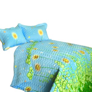 Slickblue Twin/Full/Queen/King, Handmade Reversible Dandelion Night Quilt Set with Shams, Vermicelli Quilted, 2/3 Piece - 1 of 4
