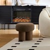 CAVINAS Mushroom Stool, Round Ottoman with Plush Lamb Wool Seat and Walnut Veneer Barrel Base, Ottoman Foot Rest, Bedroom End Bench, Footstool - 3 of 4