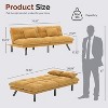 UNISOAR Sofa Bed Convertible 70 inch Solid Wood Couch for Living Room, Chenille Fabric, 2 Cushions, Gray/Orange/Black - 3 of 4