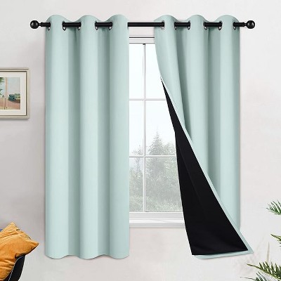 Yakamok Room Darkening Thermal Insulated Blackout Curtains for Bedroom (42Wx63L,Aqua, 2 Panels)