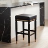 55 Downing Street Jaxon Black Wood Bar Stool 31 1/4" High Modern Black Faux Leather Cushion with Footrest for Kitchen Counter Height Island Shed House - 2 of 4