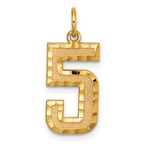 Black Bow Jewelry 14k Yellow Gold, Varsity Collection, Large D/C Pendant Number 5 - 1 of 4