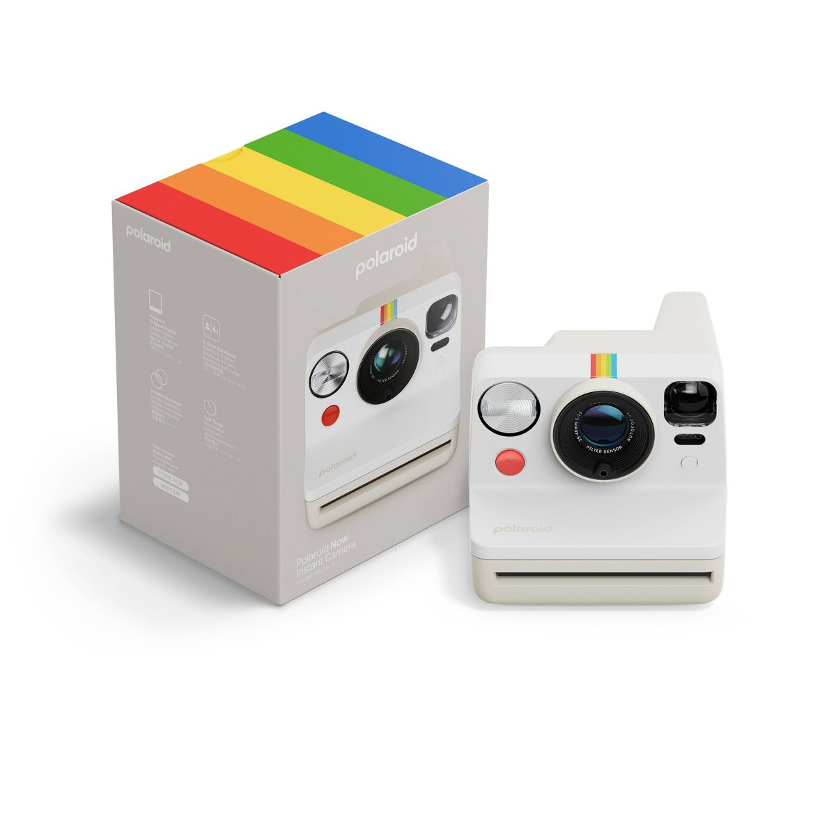 Polaroid Now Gen 3 Film Camera - Pebble White: Automatic Focus & Flash, i-Type Format