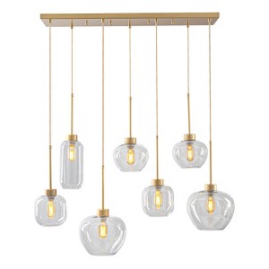 LLHZSY 35 2/5" Modern Pendant Chandelier Ceiling Light Fixture with 7-Light Various Combinations of Glass Shade, Gold - 1 of 4
