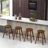 Tangkula Set of 4 Swivel Round Bar Stools Counter Height Dining Chairs w/ Rubber Wood Legs - 3 of 4