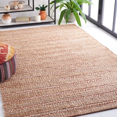 Rust and Natural Handmade Cotton Flat Woven Area Rug 4' x 6'