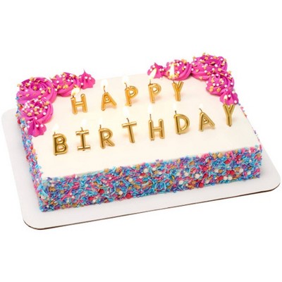 Bakery Crafts Gold Happy Birthday Letters 1" Candles - 13ct