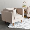 Atley Modern Upholstered High Sided Arm Chair with Solid Wood Legs - 3 of 4