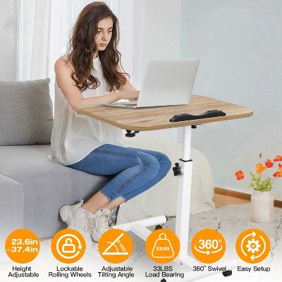 KTMBDW Small Standing Desk Adjustable Height, Mobile Stand Up Desk with Wheels, 23.6 Inch Portable Rolling Desks for Walking Pad Treadmill