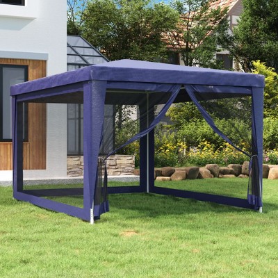VidaXL Party Tent with 4 Mesh Sidewalls Blue 9.8'x13.1' HDPE