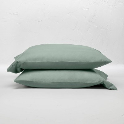 King 300 Thread Count Temperature Regulating Solid Pillowcase Set Sage Green - Casaluna™