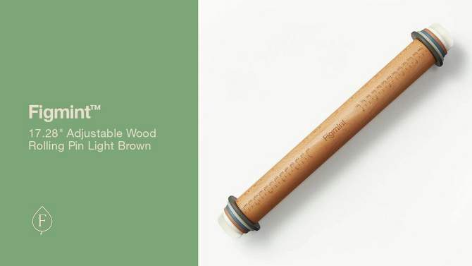 17.28&#34; Adjustable Wood Rolling Pin Light Brown - Figmint&#8482;, 2 of 7, play video