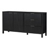 60" MDF Sideboard Buffet with Wave Pattern Design,Storage Cabinet with Drawers and Acacia Wood Legs,Modern Dining Room Sideboard-Coolbibila - 3 of 4