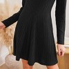 Women's Black Standing Collar Long Sleeve Knit Mini Dress - Cupshe - 4 of 4