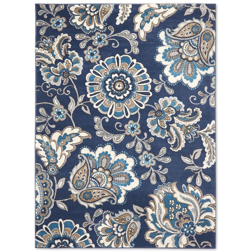 Home Dynamix Tremont Lincoln Bohemian Floral Area Rug, Navy Blue/Grey, 21"x35", 1 of 3