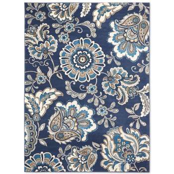Home Dynamix Tremont Lincoln Bohemian Floral Area Rug, Navy Blue/Grey, 21"x35"