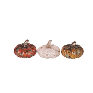 Transpac Fall Harvest Orange Pumpkin Glass Tabletop Figurine Decoration Set of 3, 3.14 Dia. inches - 1 of 2