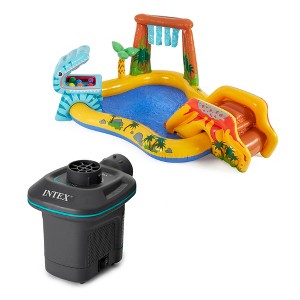 Intex 120V Electric Air Pump & Intex Inflatable Dinosaur Play Center Kids Pool - 1 of 4
