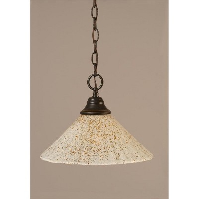Toltec Lighting Any 1 - Light Pendant in  Dark Granite with 12" Gold Ice Shade