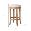HomeRoots 26" Sand and Natural Fabric and Solid Wood Backless Counter Height Swivel Bar Chair - 3 of 4
