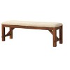 Vynxaria Solid Rubberwood Dining Bench (60"L) Dark Hazelnut Finish, 100% Polyester Tan Upholstered Seat, Sturdy Straight Legs - 4 of 4