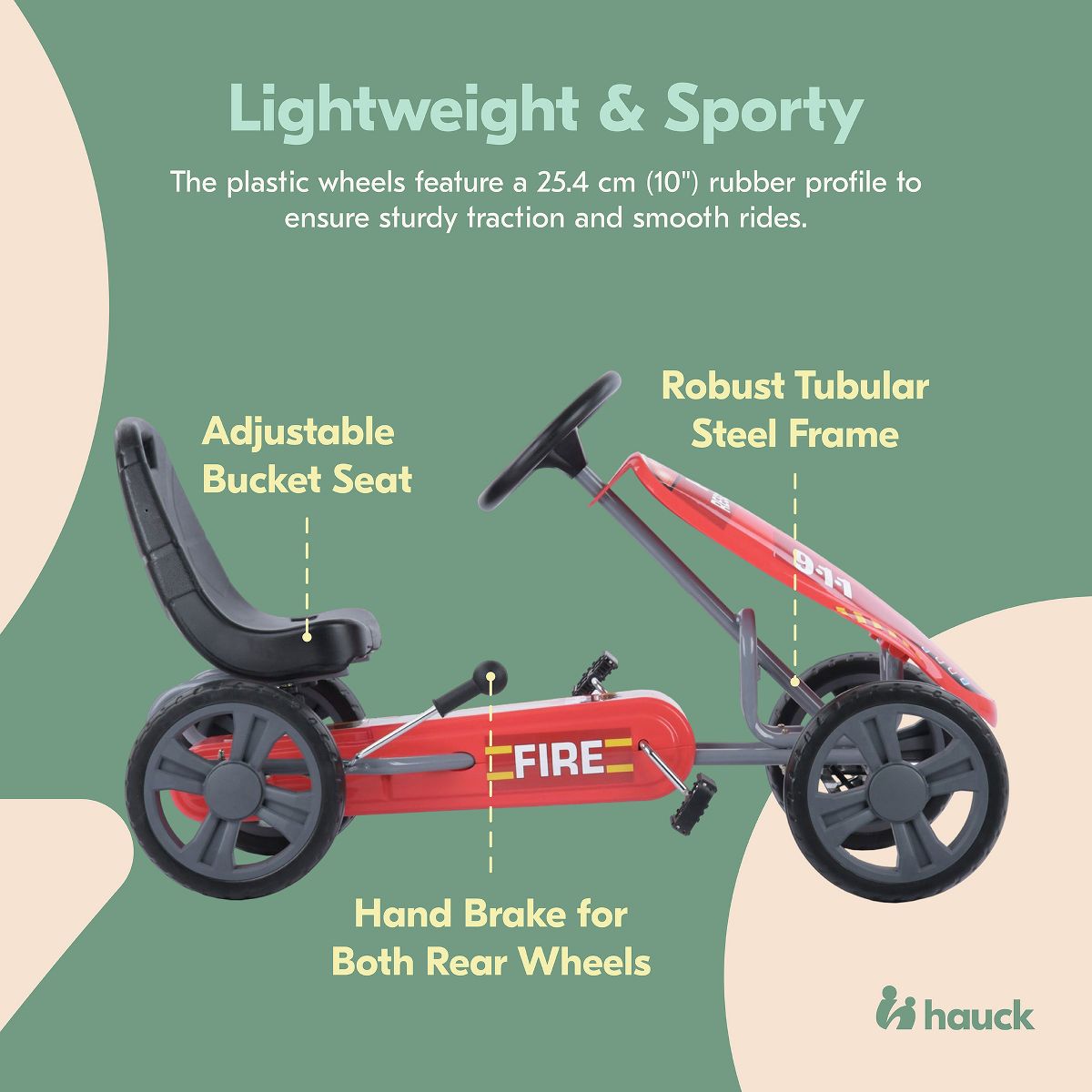 Hauck Speedster Pedal Go Kart with Adjustable Bucket Seat, Large Front Plate, Handbrake and EVA Plastic Wheels for Kids Ages 4 to 8 - thumbnail 10