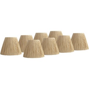 Springcrest 3" Top x 5 1/2" Bottom x 4 1/2" High x 4 1/2" Slant Lamp Shade Replacement Set of 8 Small Beige Empire Tapered Lafite Raffia Clip On - 1 of 4