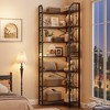 86" L-Shaped Corner Bookshelf - Industrial 7-Tier Bookcase w/ Beaded Design, Tall Display Rack for Living Room & Bedroom - 3 of 4