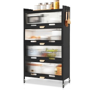 Fortune Candy 57.48'' Height 5 Tier Pantry Cabinet with 4 Doors Black - 1 of 4