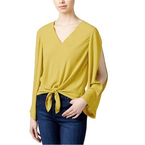 Rachel Roy Womens Tie Front Knit Blouse, Yellow, Small - 1 of 1