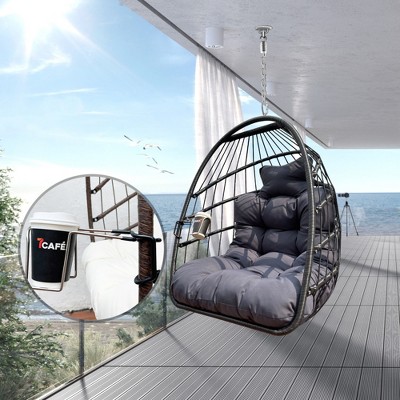 Skran Swing Hammock Egg Basket Chairs Without Stand,Foldable Frame 350lbs Capacity Ceiling Hammock Chair for Patio Porch Backyard Balcony