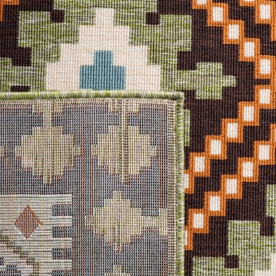 Veranda Square Brown and Terracotta Synthetic Indoor/Outdoor Rug