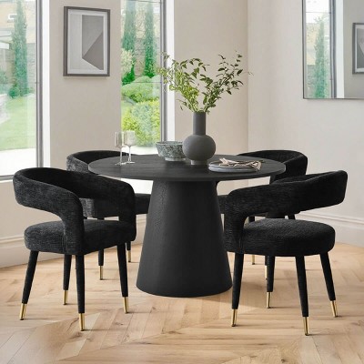 Modern Upholstered Dining Chairs Set of 4, Cushioned Seat with Armrest, Metal Legs, Dining Room and Kitchen Chairs-Maison Boucle