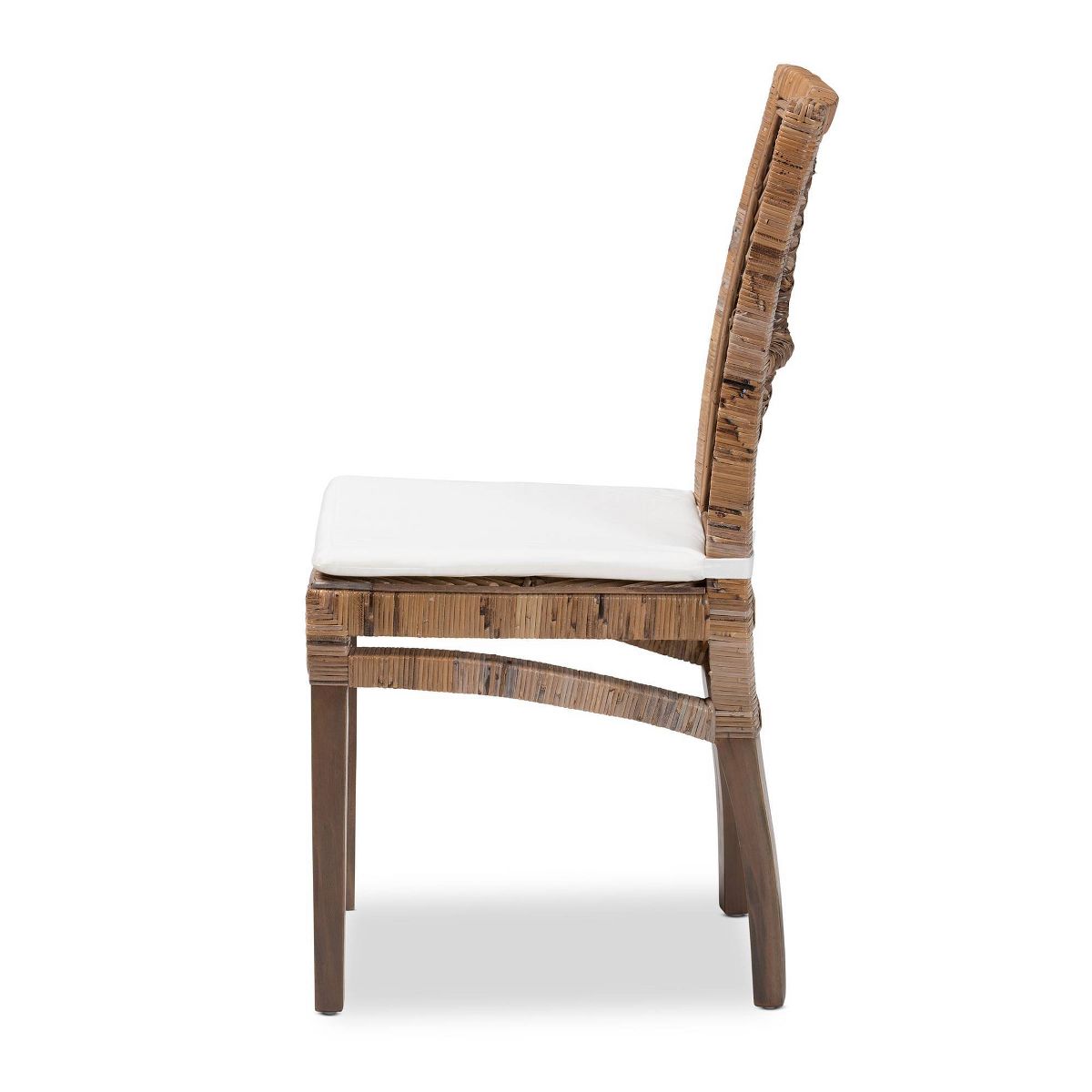 Laluna Rattan and Mahogany Dining Chair with Cushion Gray/White - bali & pari: Removable Cushion, Curved Backrest - thumbnail 4