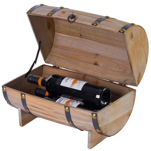 Wooden Wine Barrel Shaped Treasure Chest Vintage Decorative Wine