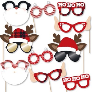 Big Dot of Happiness Jolly Santa Claus Glasses - Paper Card Stock Christmas Party Photo Booth Props Kit - 10 Count - 1 of 4