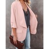 Womens Casual Jackets Fall Outfits for Lady Roll Up Open Front Blazer Longline Blazer Work Office Business Blazers - 4 of 4