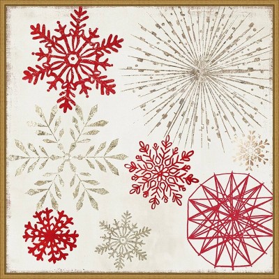 22" x 22" Christmas Snowflakes II Framed Wall Canvas - Amanti Art