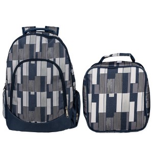 Reinforced and Water Resistant Padded Laptop School Backpack and Insulated Soft Cooler Lunch Bag Set, Space Grey & Navy - 1 of 3