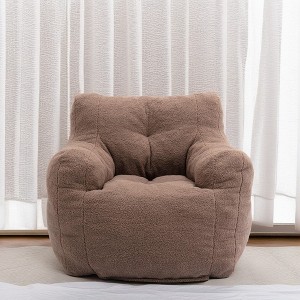 ROOMTEC Bean Bag Chair, Velvet Tufted Foam Accent Lazy Sofa Chair Floor Couch Chair - 1 of 4