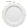 Smarty Had A Party 10" White w/ Gold Pearl String Plastic Dinner Plates - 120 pcs - 3 of 4