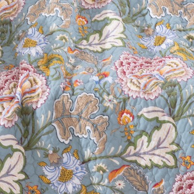 Angelica Floral Cotton Reversible Quilted Throw 50x60in