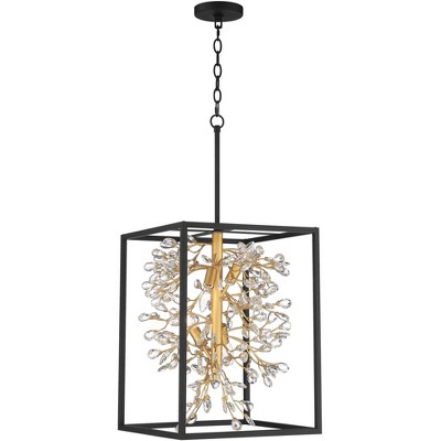Modern Black and Gold Crystal Pendant Chandelier 19.5" Wide
