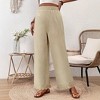 Women's Summer Casual Straight Leg Palazzo Pants Wide Leg Beach Fringed Hem Trousers with Pockets - 2 of 4