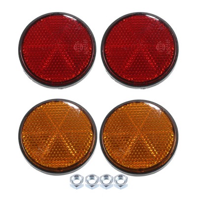Unique Bargains M6x1.0 Motorcycle Bike Round Screw-on Warning Reflector Orange Red 4 Pcs