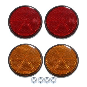 Unique Bargains M6x1.0 Motorcycle Bike Round Screw-on Warning Reflector Orange Red 4 Pcs - 1 of 4